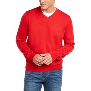Tommy Hilfiger Men's Red V-neck Sweater Size XXL